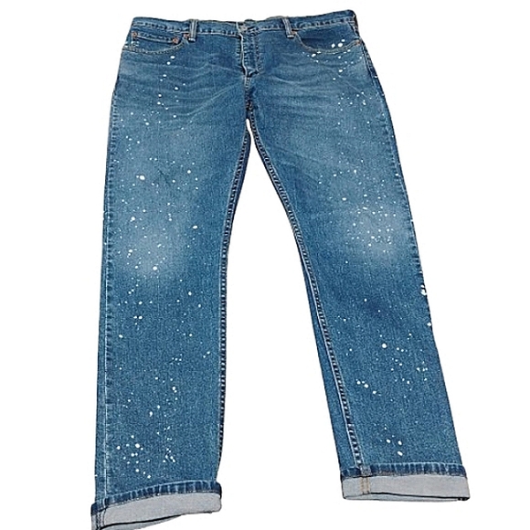 Levi's 512 38x31 Slim Tapered Manufactured Paint Splattered Jeans - Picture 7 of 16